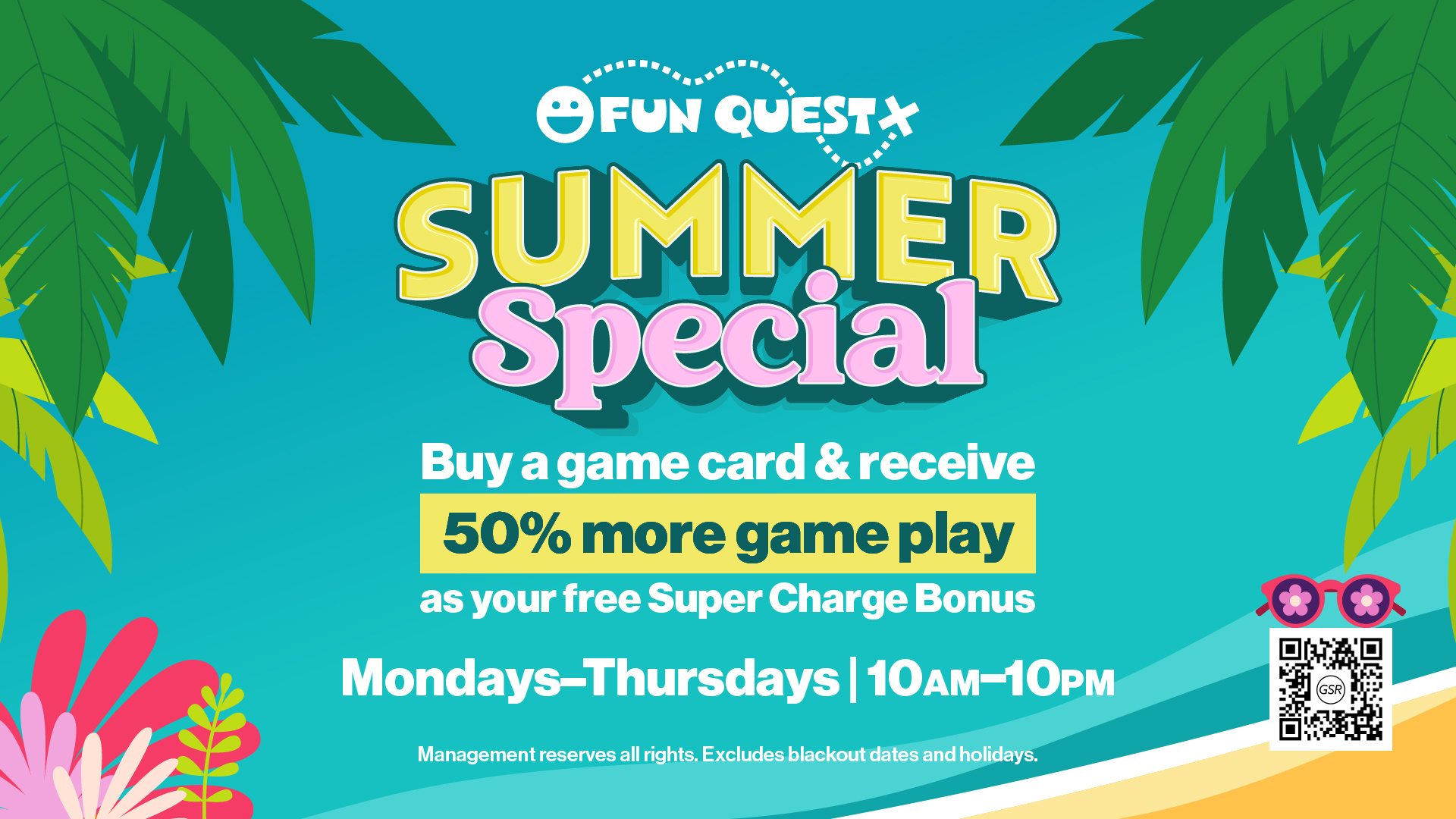 Banner ad for Fun Quest Summer Special 50% more game play