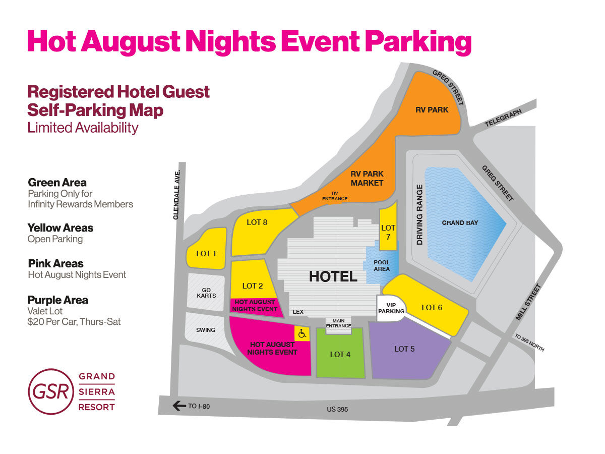 Hot August Nights at GSR Self Parking Map 2024